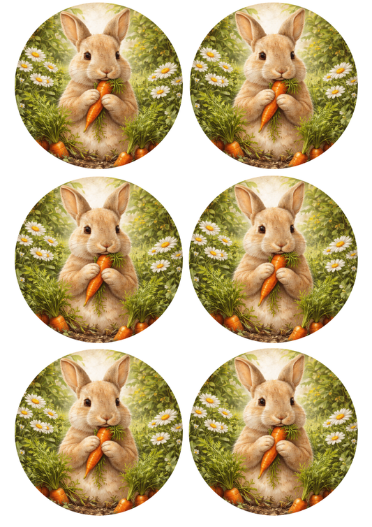Sticker Sheet / Greeting Card – Easter Rabbit in Circle Collage Cat. No. 8805