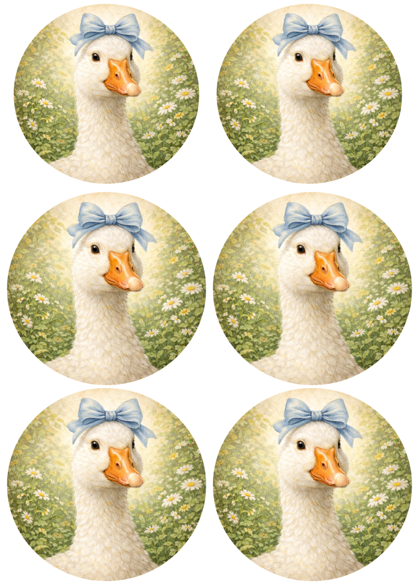 Sticker Sheet / Greeting Card – Cute Goose in Circle Collage Cat. No. 8808