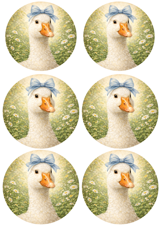 Sticker Sheet / Greeting Card – Cute Goose in Circle Collage Cat. No. 8808