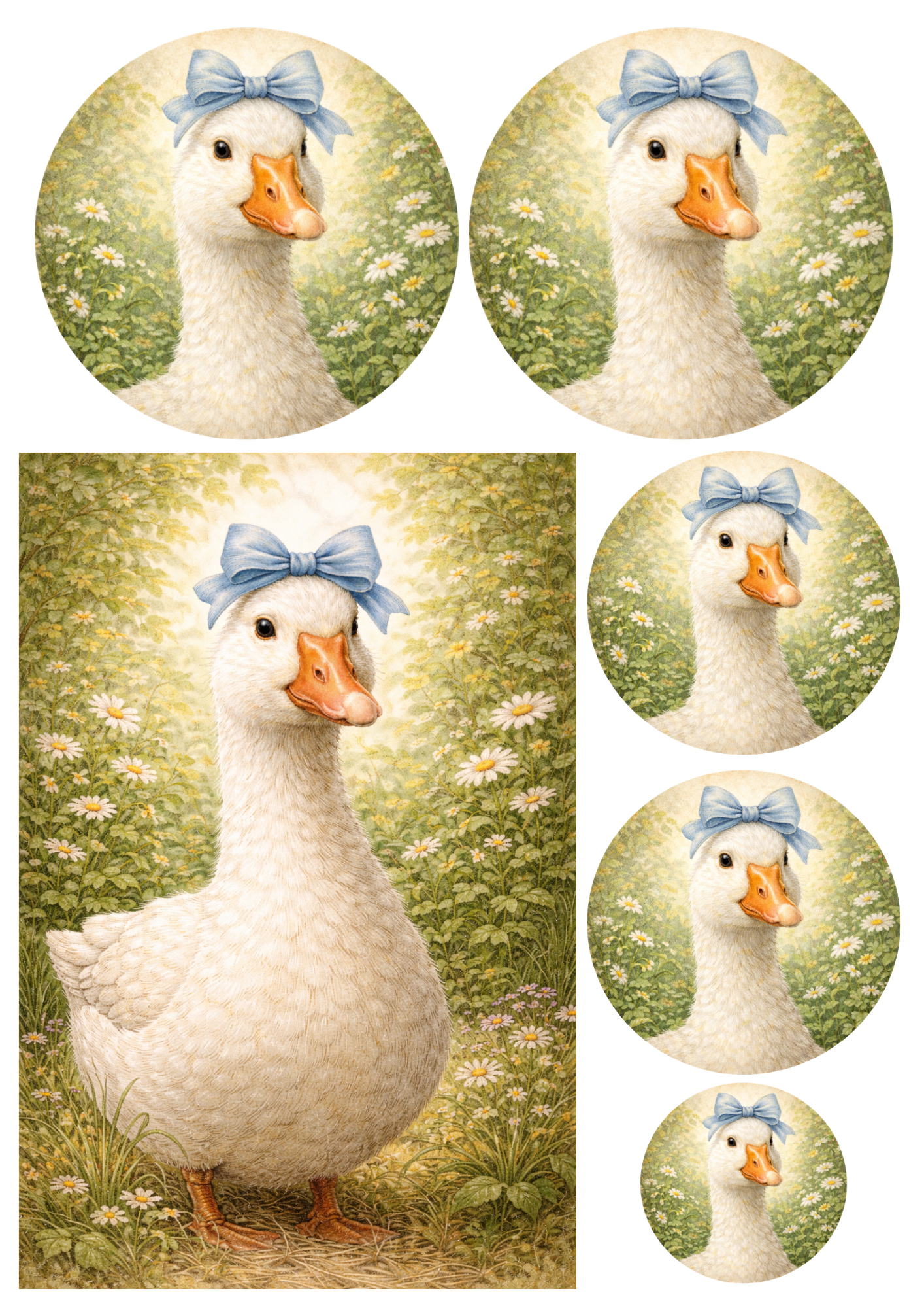 Sticker Sheet / Greeting Card – Cute Easter Goose Collage Cat. No. 8810