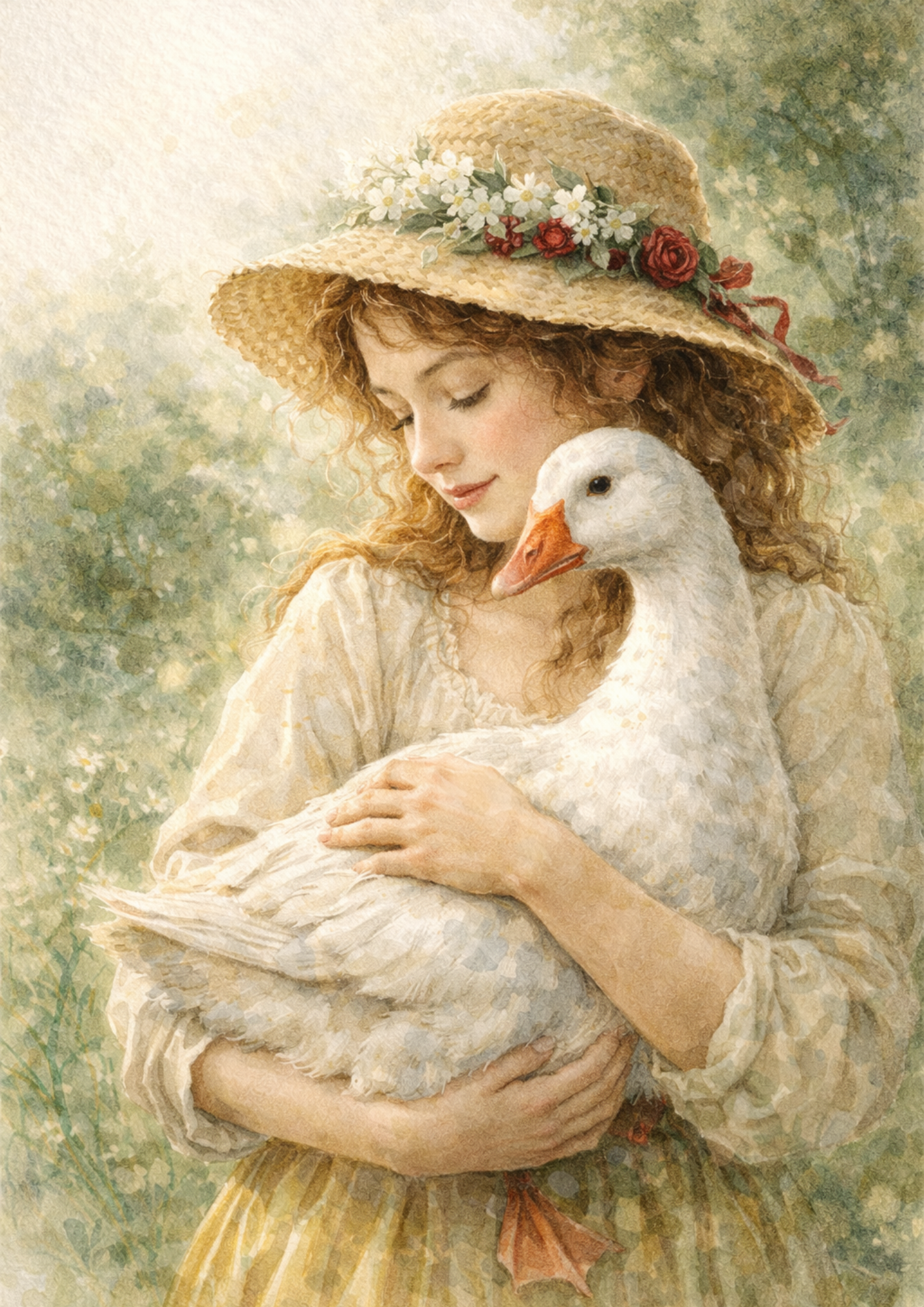 Sticker Sheet / Greeting Card – Girl Holding Goose Full Cat. No. 8817