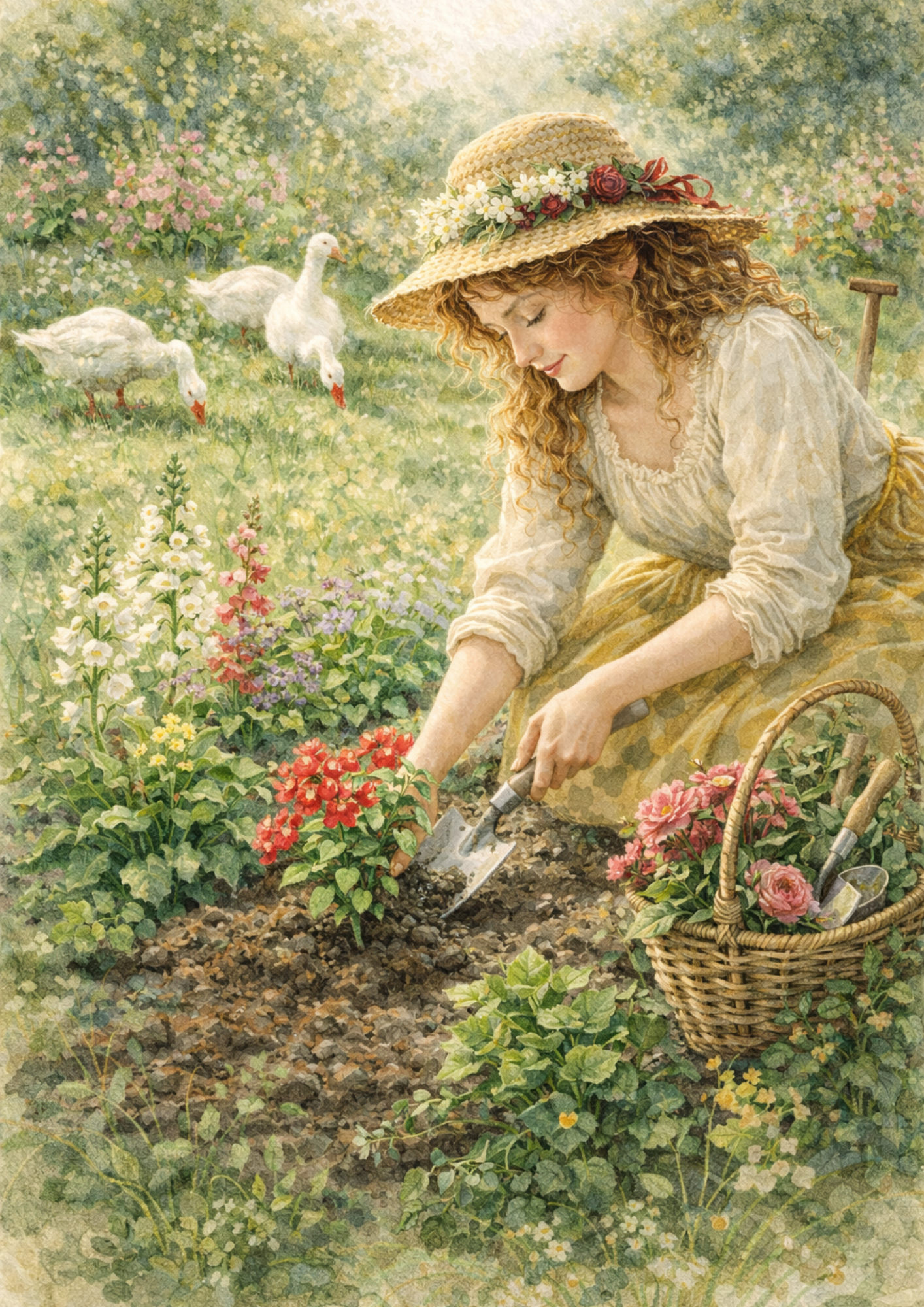 Sticker Sheet / Greeting Card – Girl in the Vegetable Garden Full Cat. No. 8818