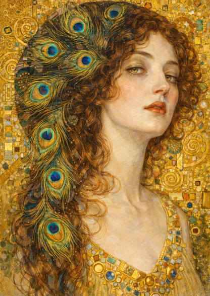 Sticker Sheet / Greeting Card – Klimt Style Woman Portrait Full Cat. No. 8821