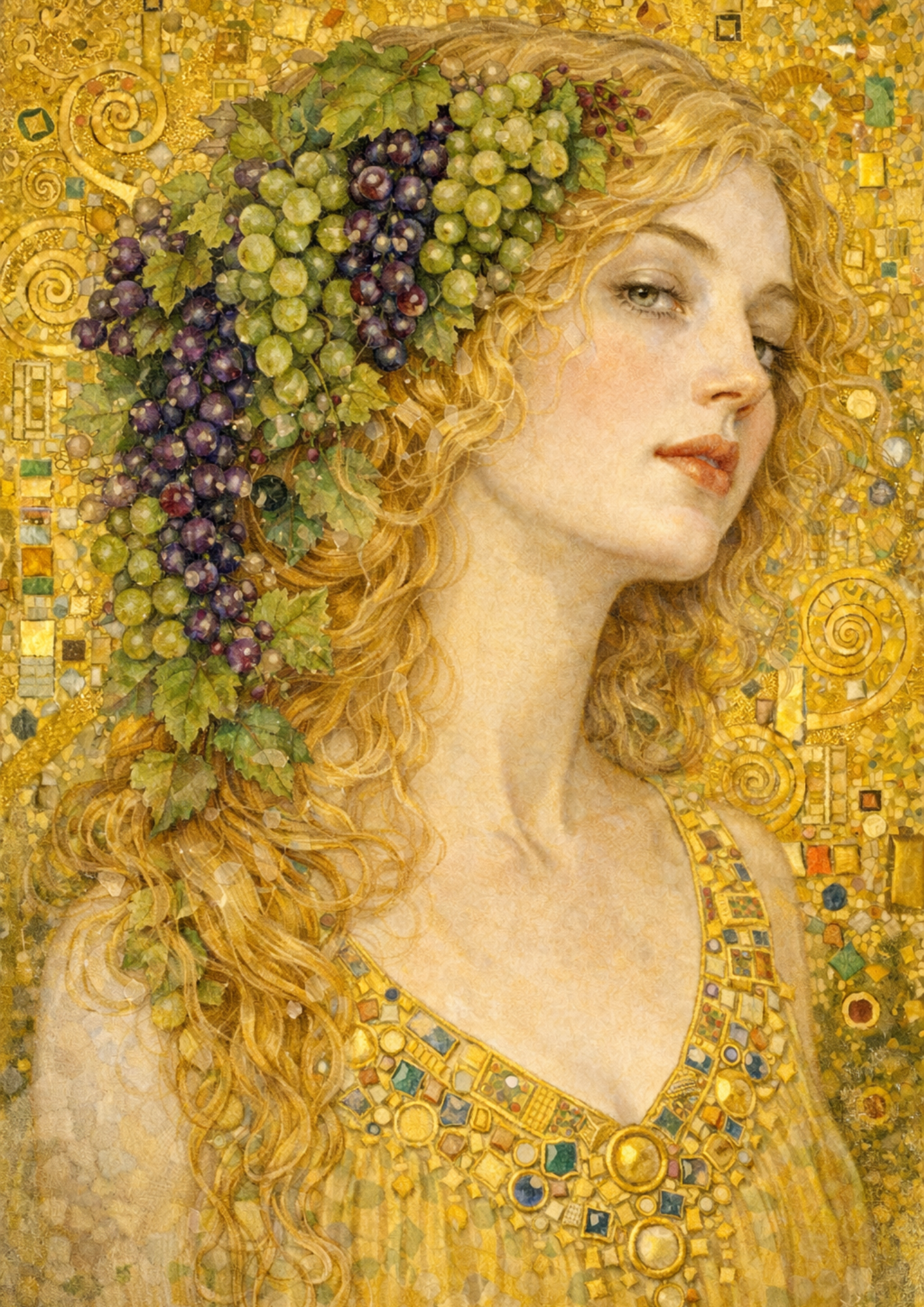 Sticker Sheet / Greeting Card – Klimt Style Woman Portrait Full Cat. No. 8822