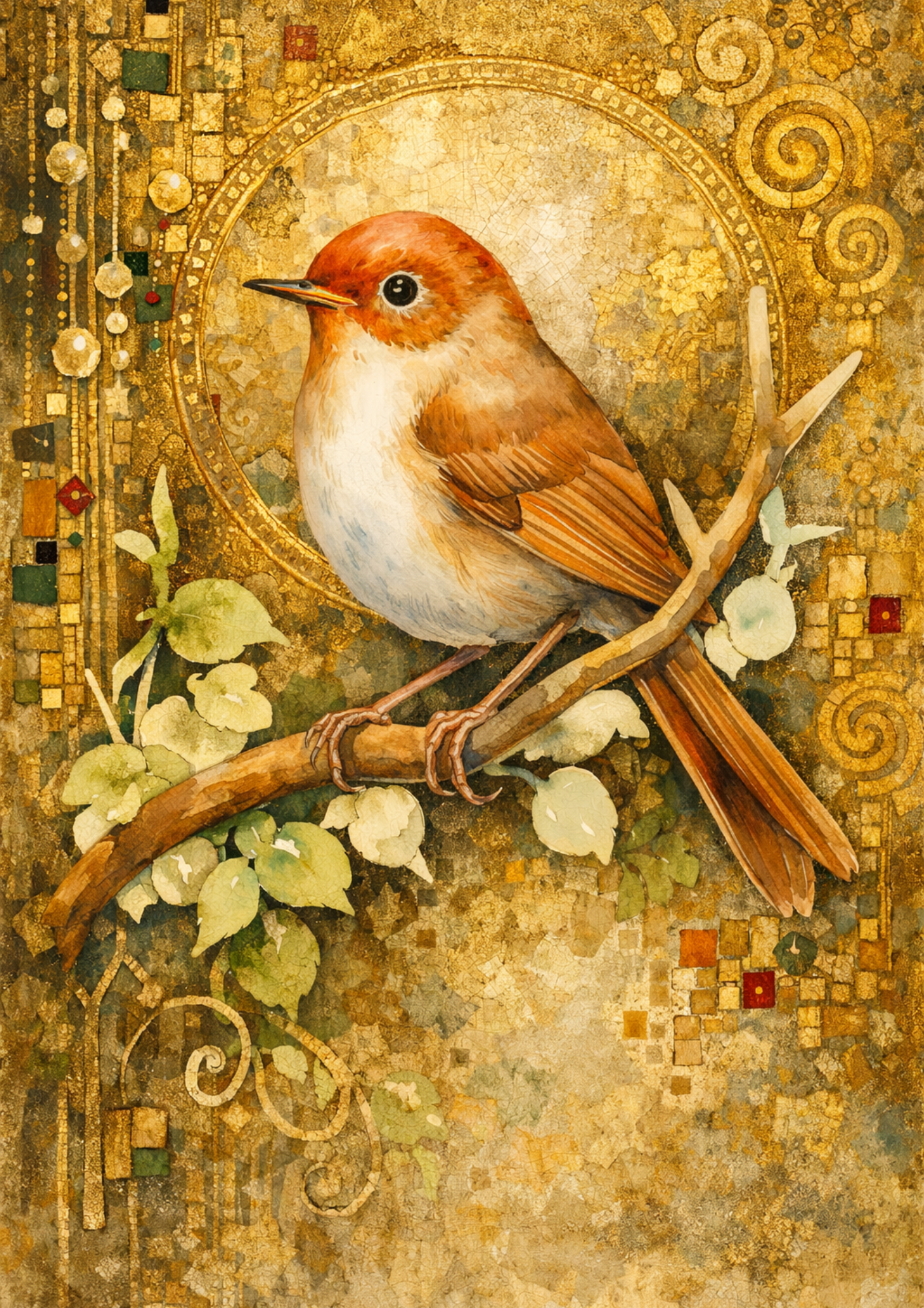 Sticker Sheet / Greeting Card – Beautiful Bird in Klimt Style Full Cat. No. 8825