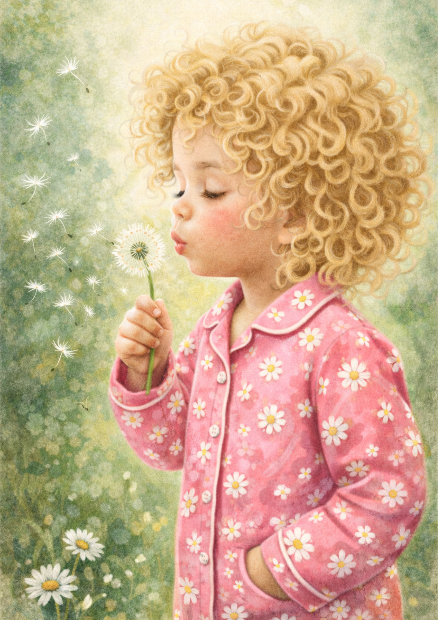 Sticker Sheet / Greeting Card – Cute Girl & Dandelion Full Cat. No. 8828