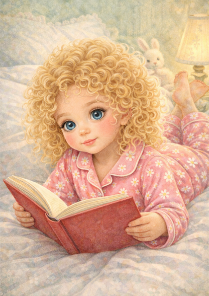 Sticker Sheet / Greeting Card – Young Girl Reading Book Full Cat. No. 8831