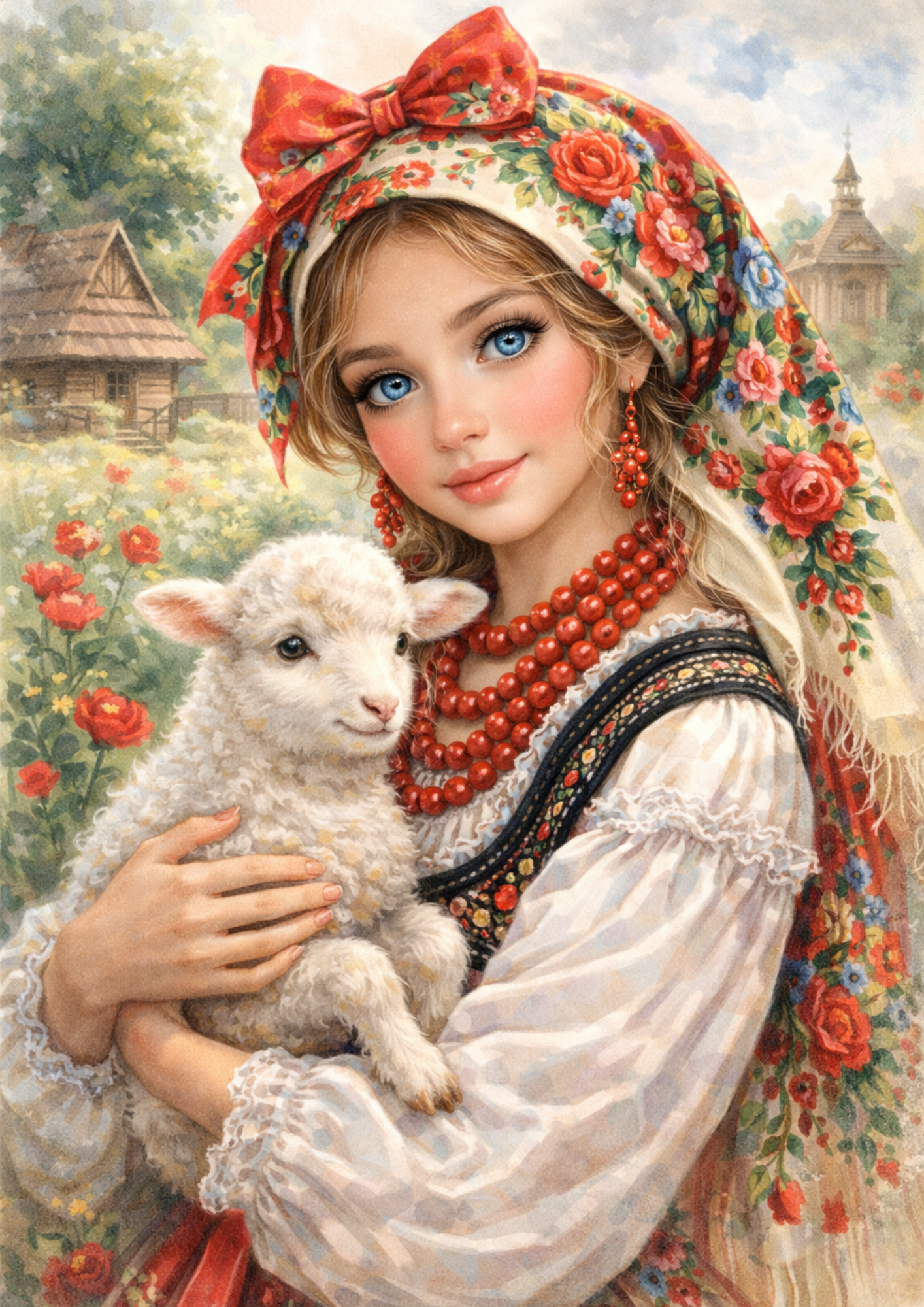 Sticker Sheet / Greeting Card – Woman in Traditional Costume from Cracow Full Cat. No. 8835