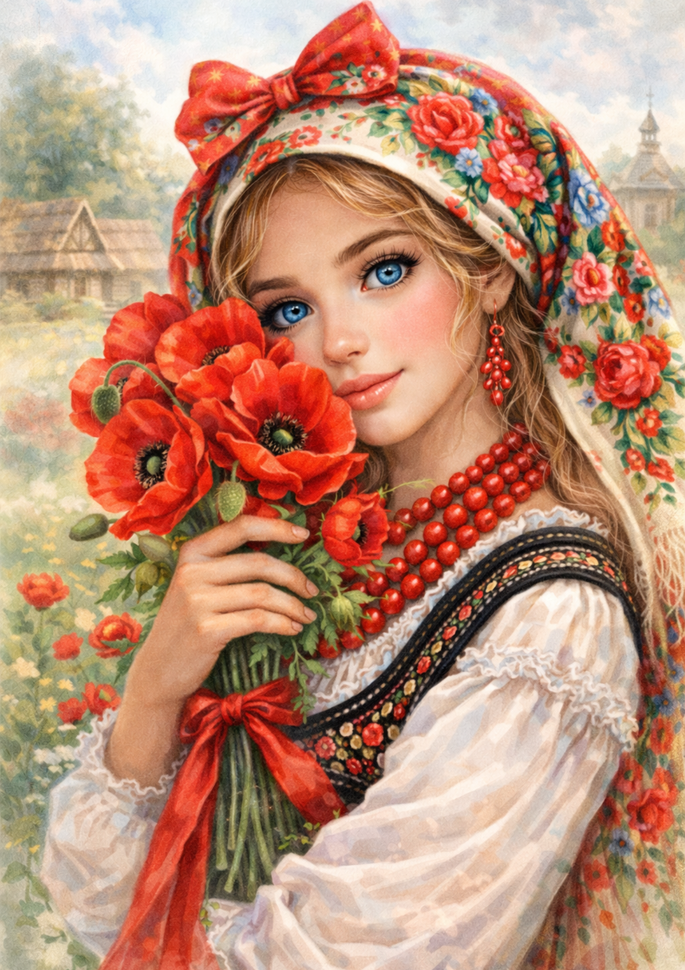 Sticker Sheet / Greeting Card – Woman in Traditional Costume from Cracow Full Cat. No. 8836