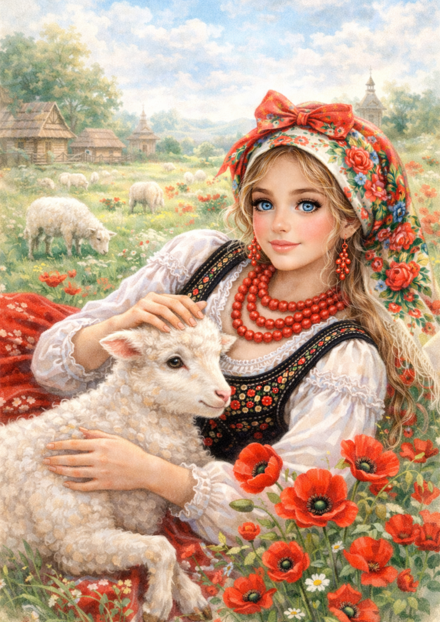 Sticker Sheet / Greeting Card – Woman in Traditional Costume from Cracow Full Cat. No. 8837
