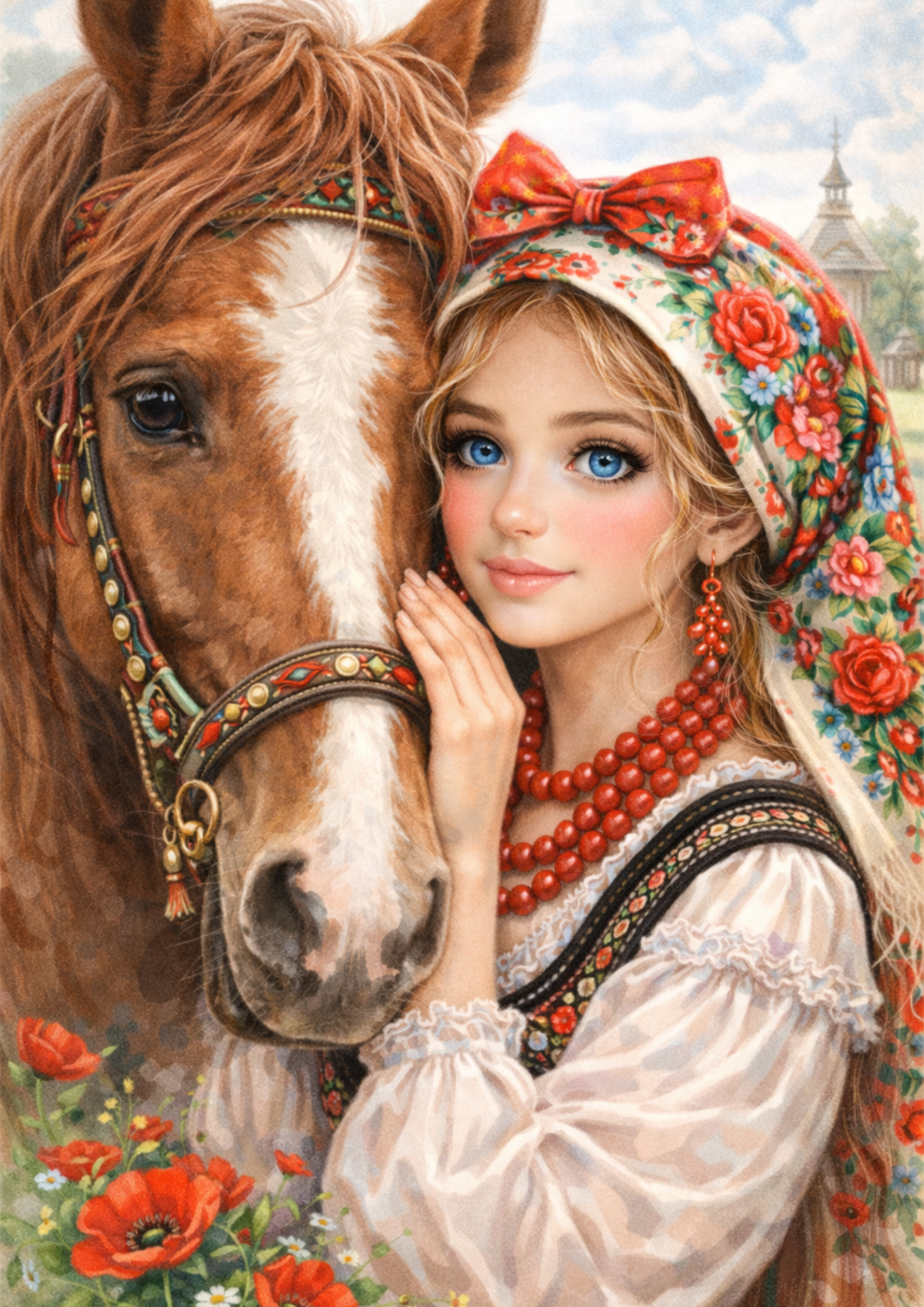 Sticker Sheet / Greeting Card – Woman in Traditional Costume from Cracow Full Cat. No. 8838