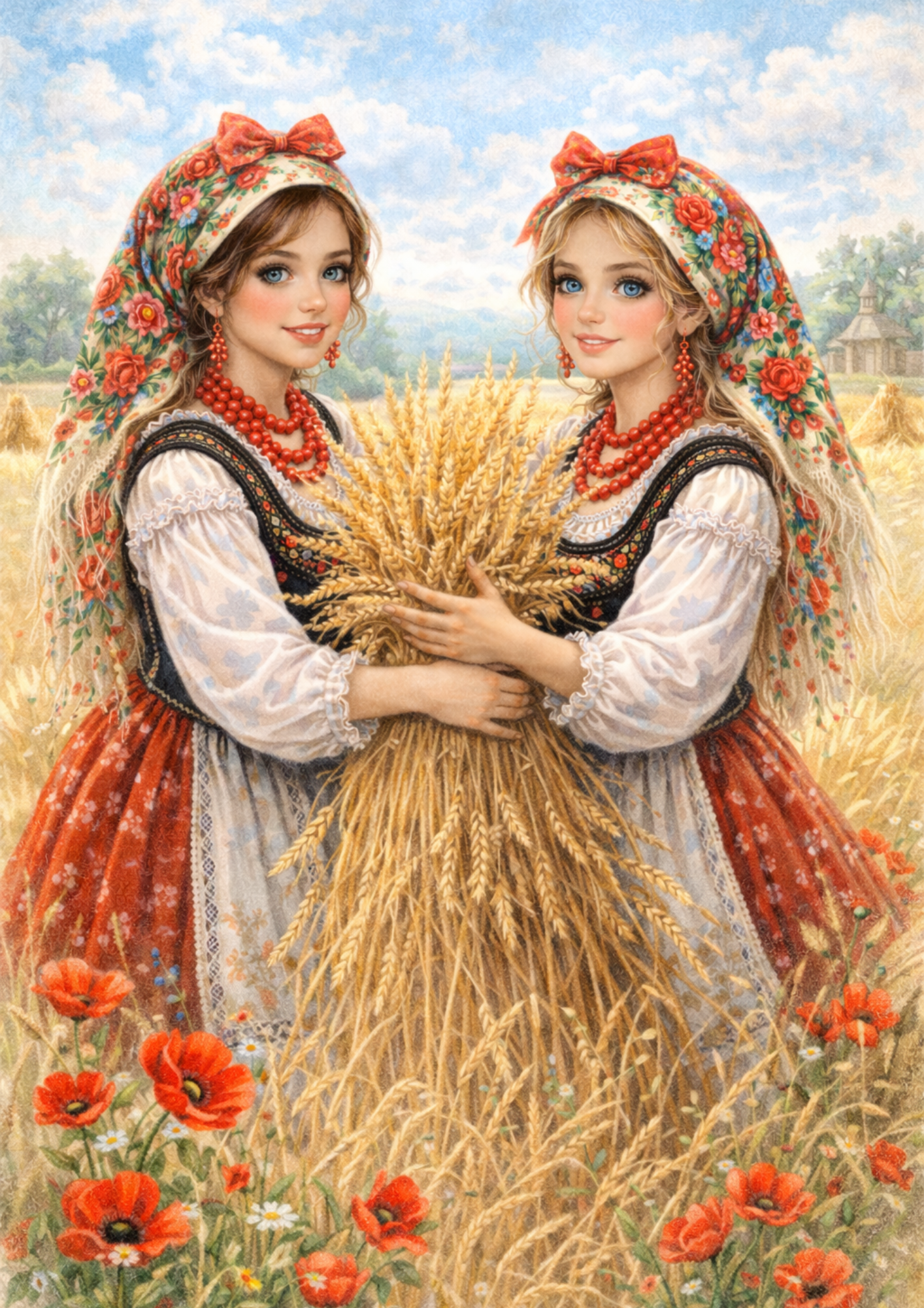 Sticker Sheet / Greeting Card – Woman in Traditional Costume from Cracow Full Cat. No. 8839