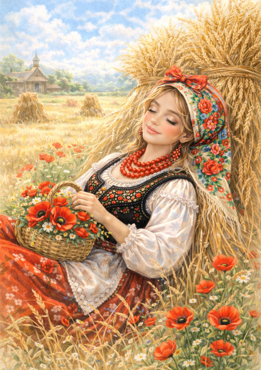 Sticker Sheet / Greeting Card – Woman in Traditional Costume from Cracow Full Cat. No. 8840