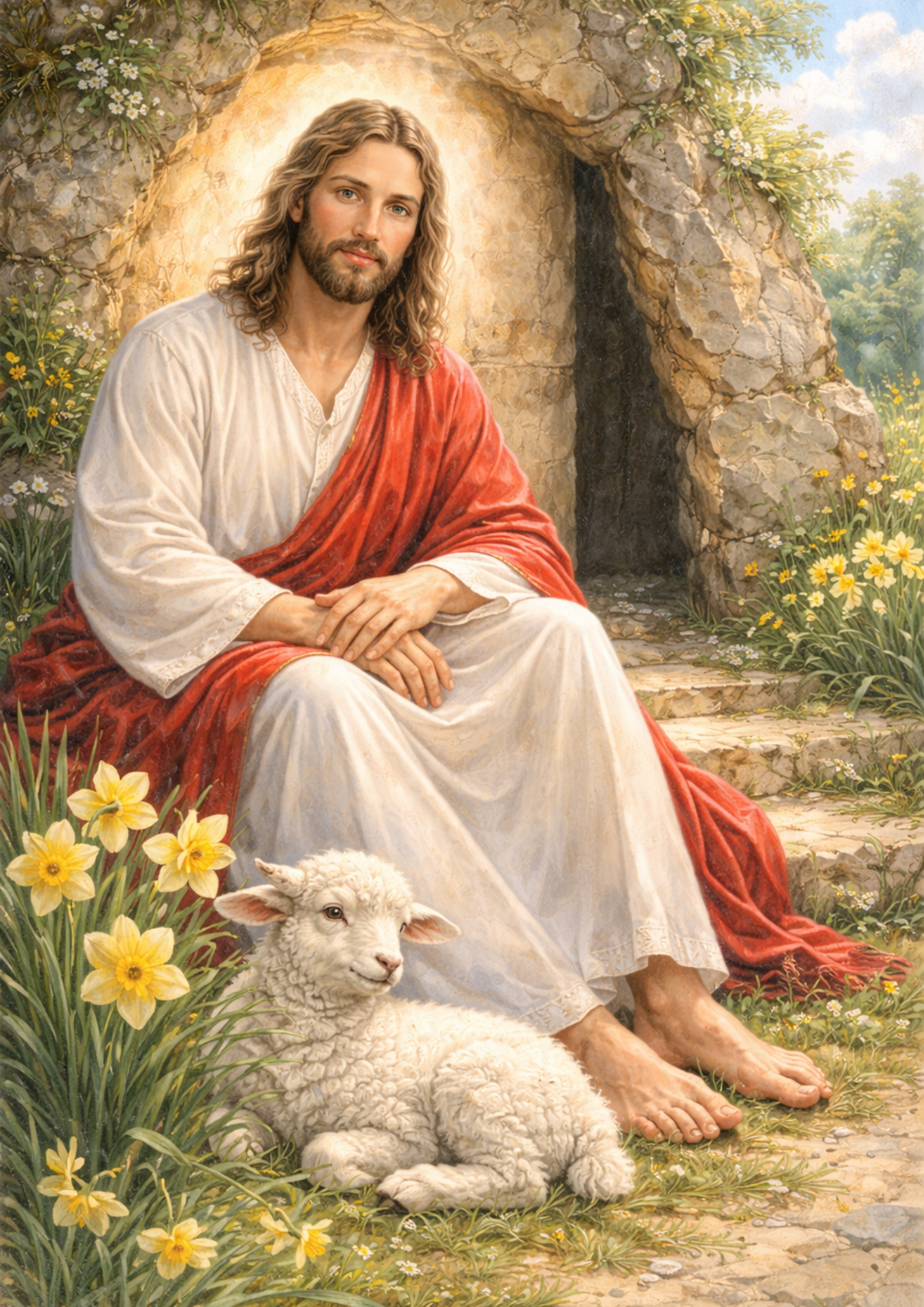 Sticker Sheet / Greeting Card – Jesus and Lamb Full Cat. No. 8846