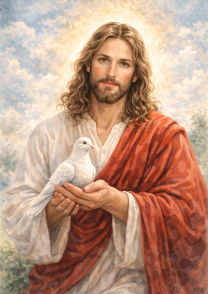 Sticker Sheet / Greeting Card – Jesus Holding Dove Full Cat. No. 8847