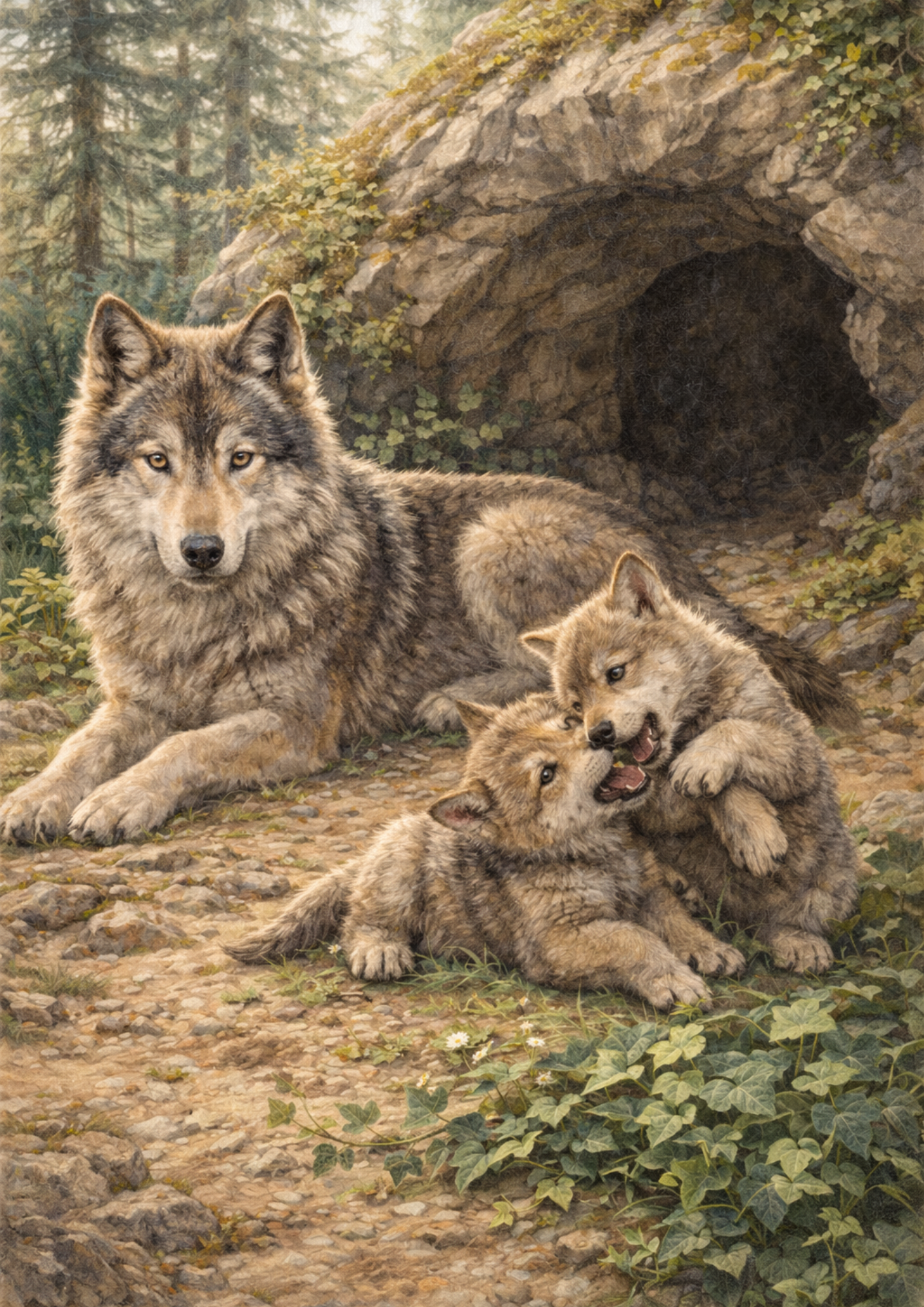 Sticker Sheet / Greeting Card – Wolf Family Full Cat. No. 8852