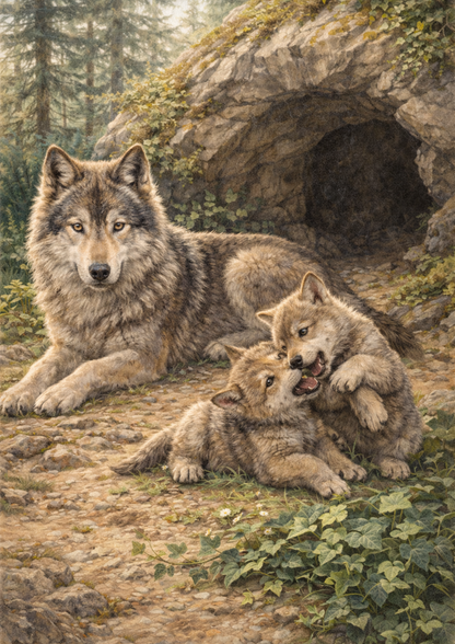 Sticker Sheet / Greeting Card – Wolf Family Full Cat. No. 8852