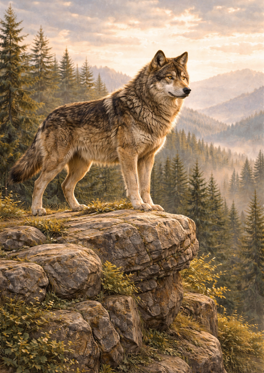 Sticker Sheet / Greeting Card – Alone Wolf on the Cliff Full Cat. No. 8854