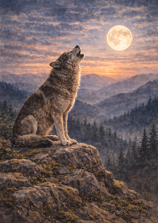 Sticker Sheet / Greeting Card – Alone Wolf on the Cliff Full Cat. No. 8856
