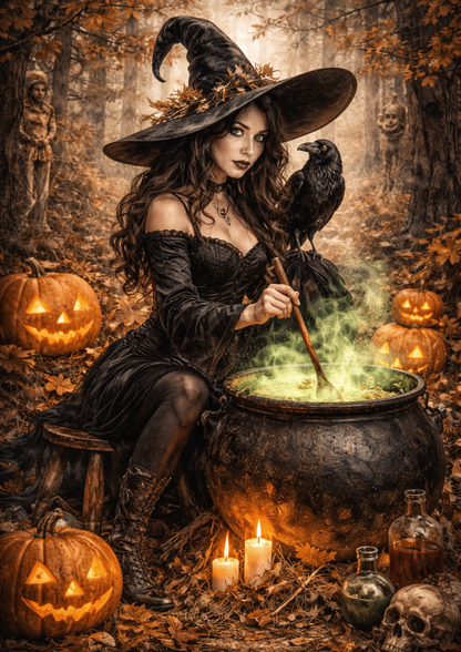 Sticker Sheet / Greeting Card – Halloween Witch Full Cat. No. 8858