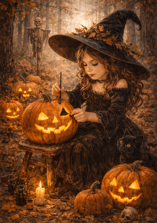 Sticker Sheet / Greeting Card – Halloween Young Witch Full Cat. No. 8859