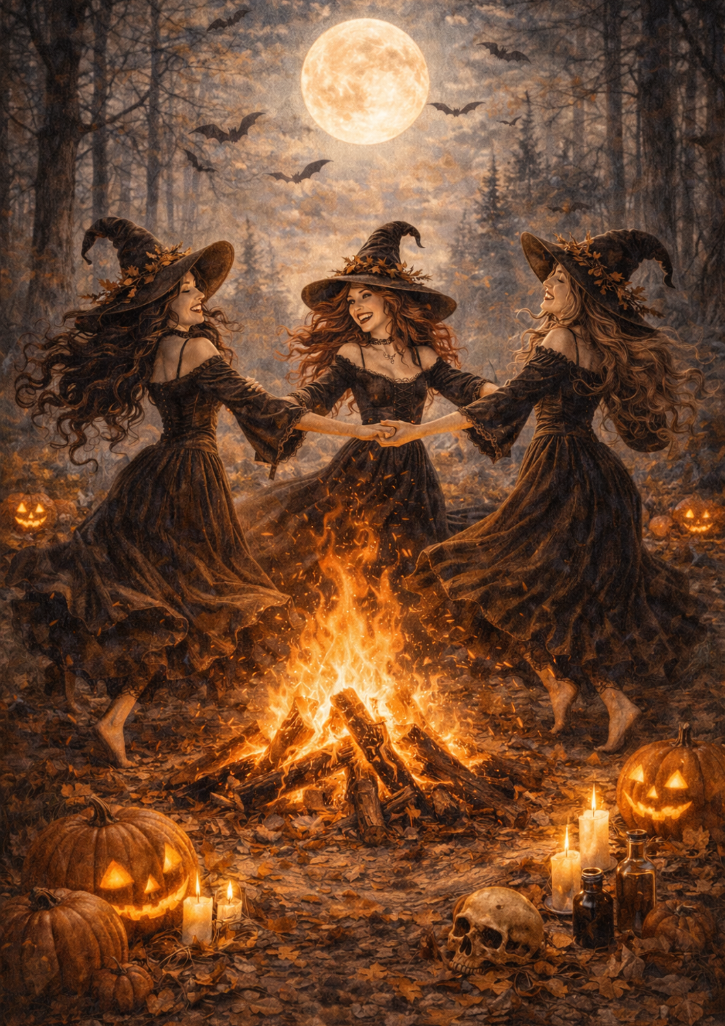 Sticker Sheet / Greeting Card – Halloween Dancing Witches Full Cat. No. 8860