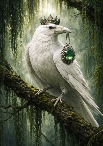 Sticker Sheet / Greeting Card – White Raven Gothic Style Full Cat. No. 8864