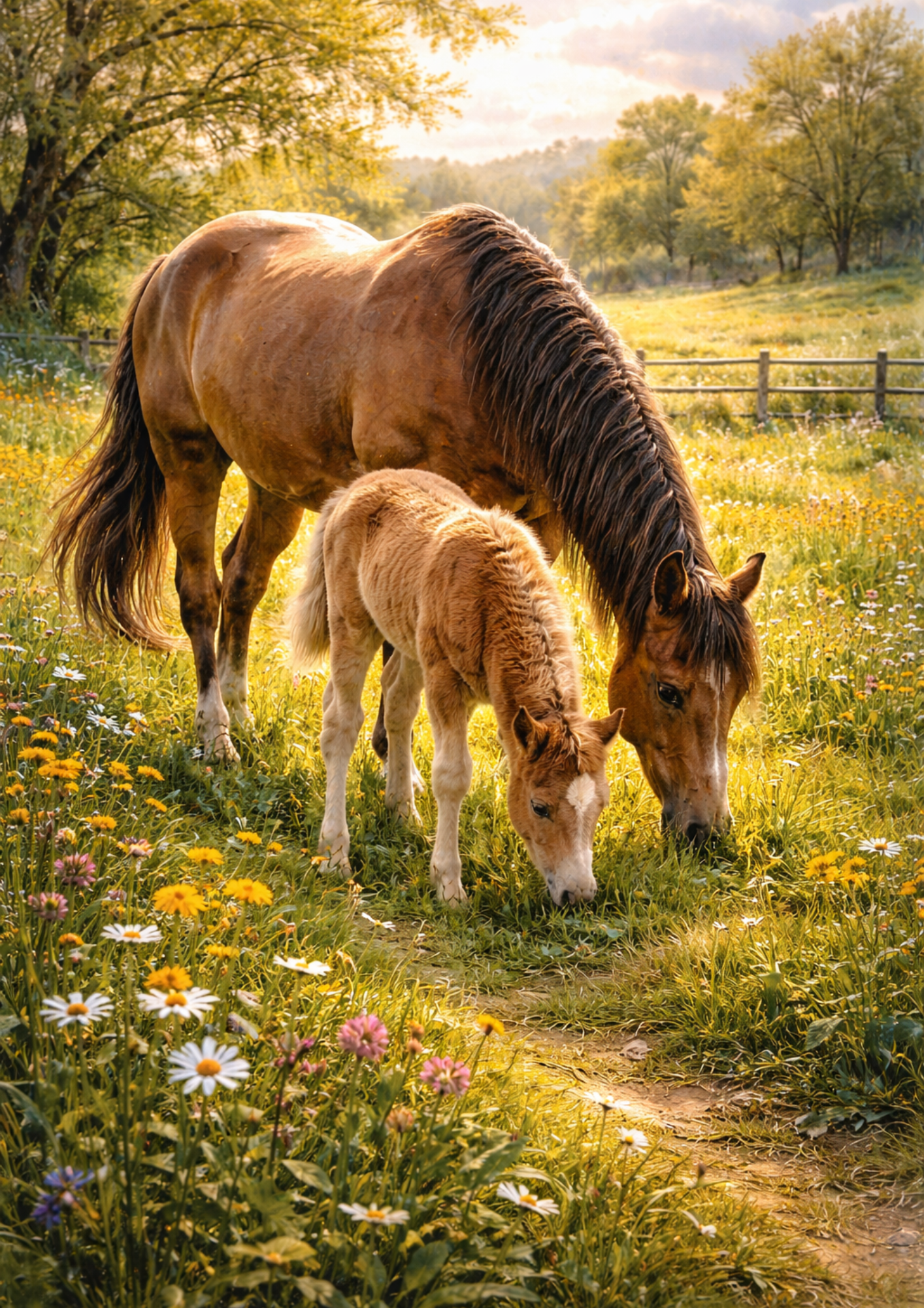 Sticker Sheet / Greeting Card – Mare and Foal Scene Full Cat. No. 8873
