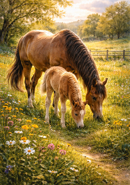 Sticker Sheet / Greeting Card – Mare and Foal Scene Full Cat. No. 8873