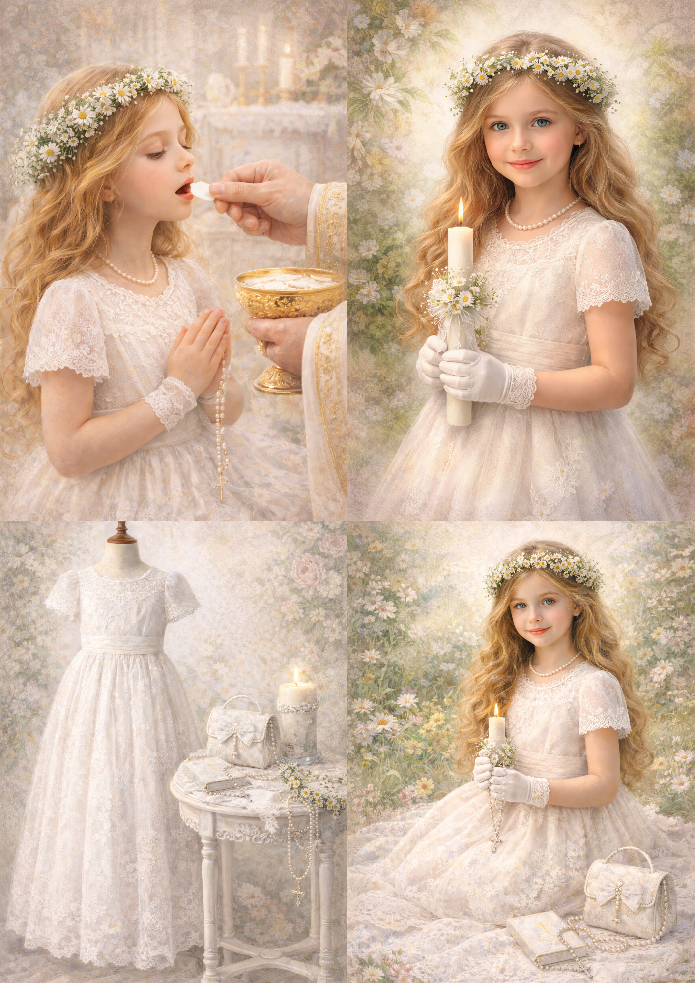 Sticker Sheet / Greeting Card – First Communion Day Girl Collage Cat. No. 8878