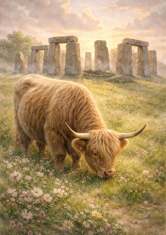 Sticker Sheet / Greeting Card – Highland Cow Scene Full Cat. No. 8879