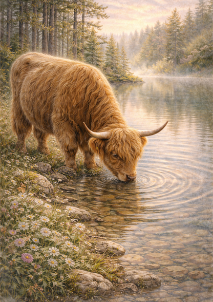 Sticker Sheet / Greeting Card – Highland Cow Scene Full Cat. No. 8880