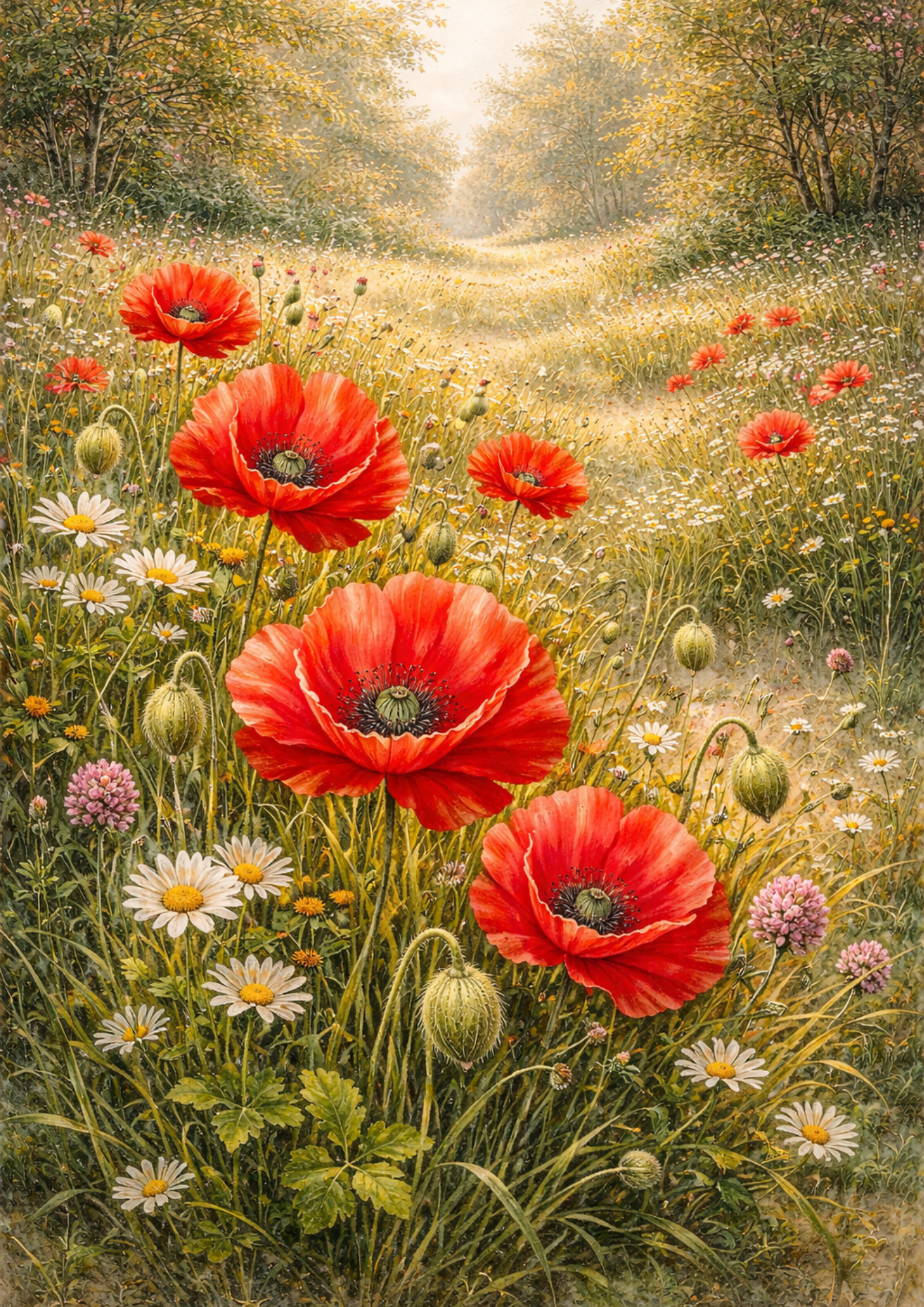Sticker Sheet / Greeting Card – Poppies Landsacpe Full Cat. No. 8890