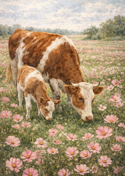 Sticker Sheet / Greeting Card – Cow and Calf Full Cat. No. 8906