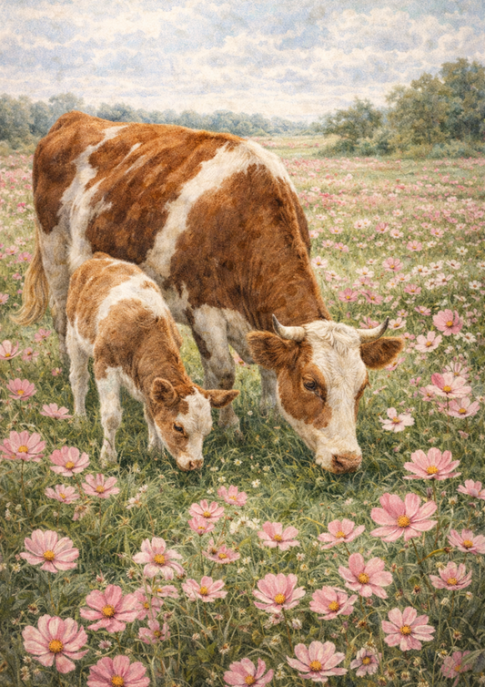 Sticker Sheet / Greeting Card – Cow and Calf Full Cat. No. 8906