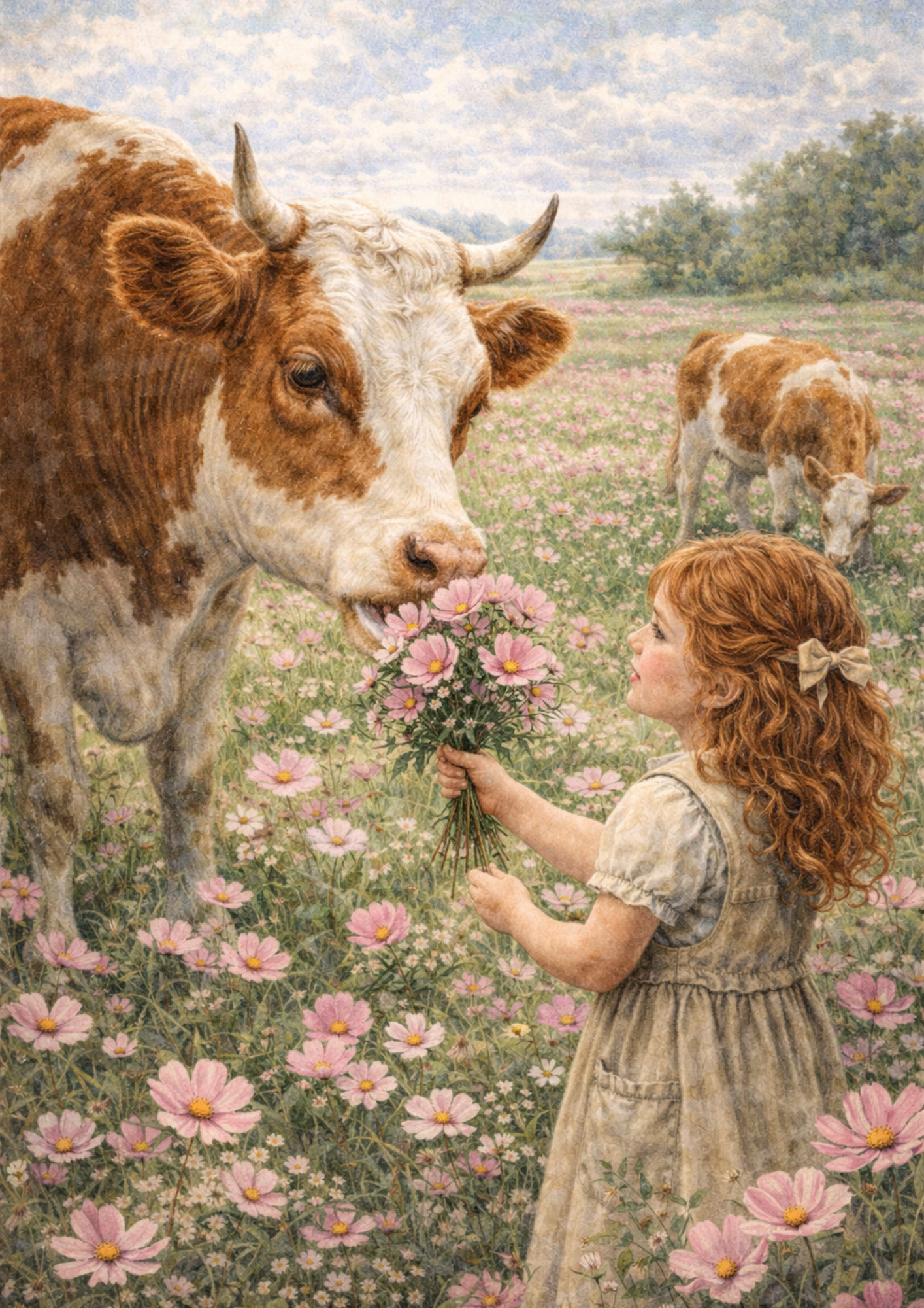 Sticker Sheet / Greeting Card – Girl and Cow Full Cat. No. 8907