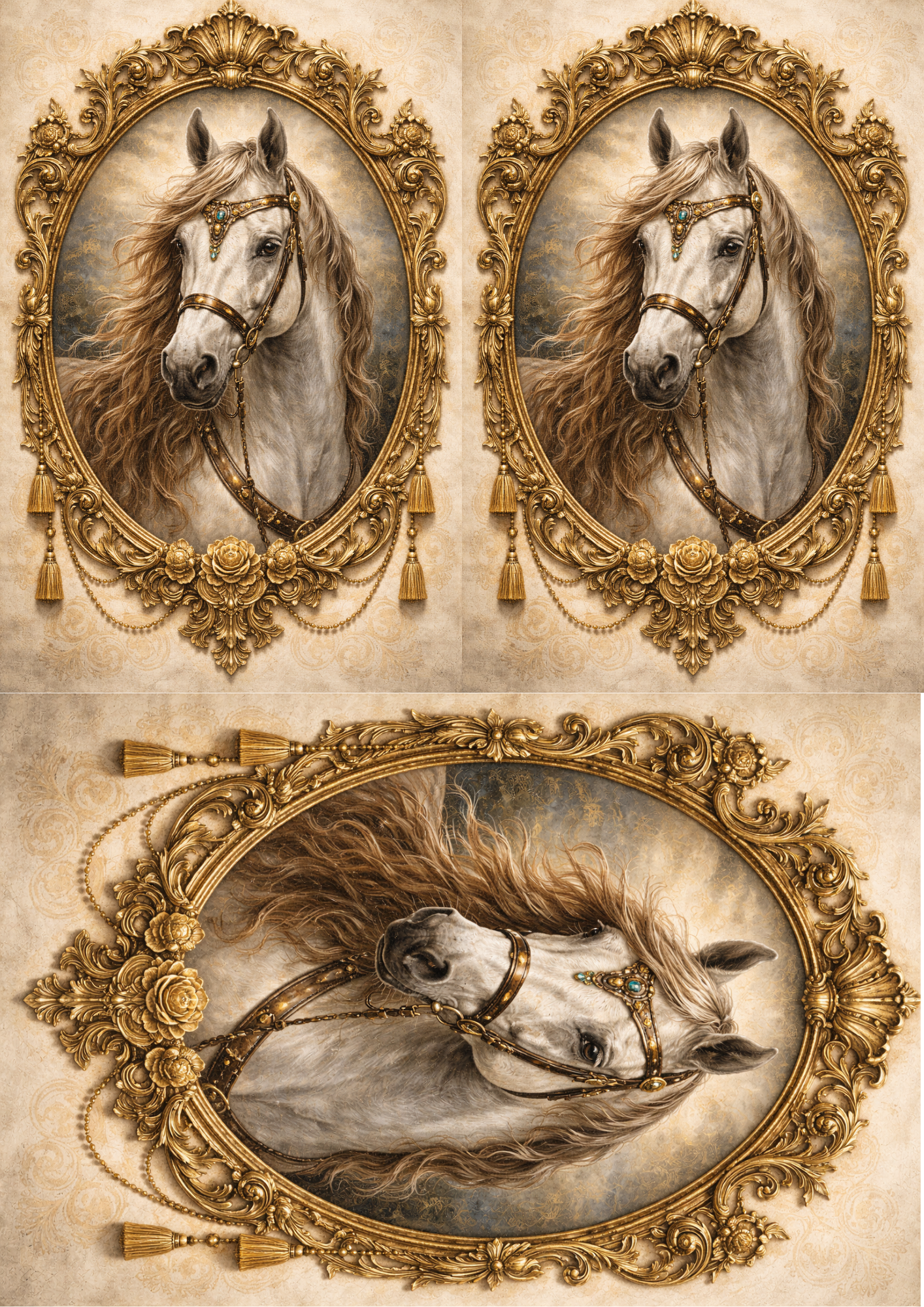 Sticker Sheet / Greeting Card – Beautiful Horse in the Frame Collage Cat. No. 8912