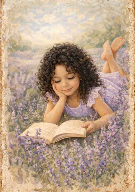 Sticker Sheet / Greeting Card – Girl & Lavender Field Full Cat. No. 8921