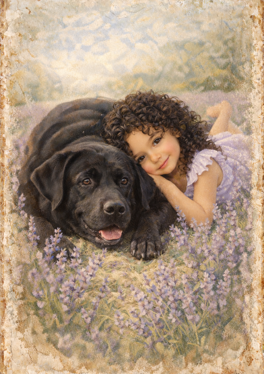 Sticker Sheet / Greeting Card – Girl & Lavender Field Full Cat. No. 8922