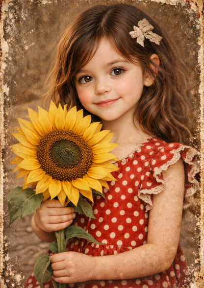 Sticker Sheet / Greeting Card – Girl with Sunflower Full Cat. No. 8934