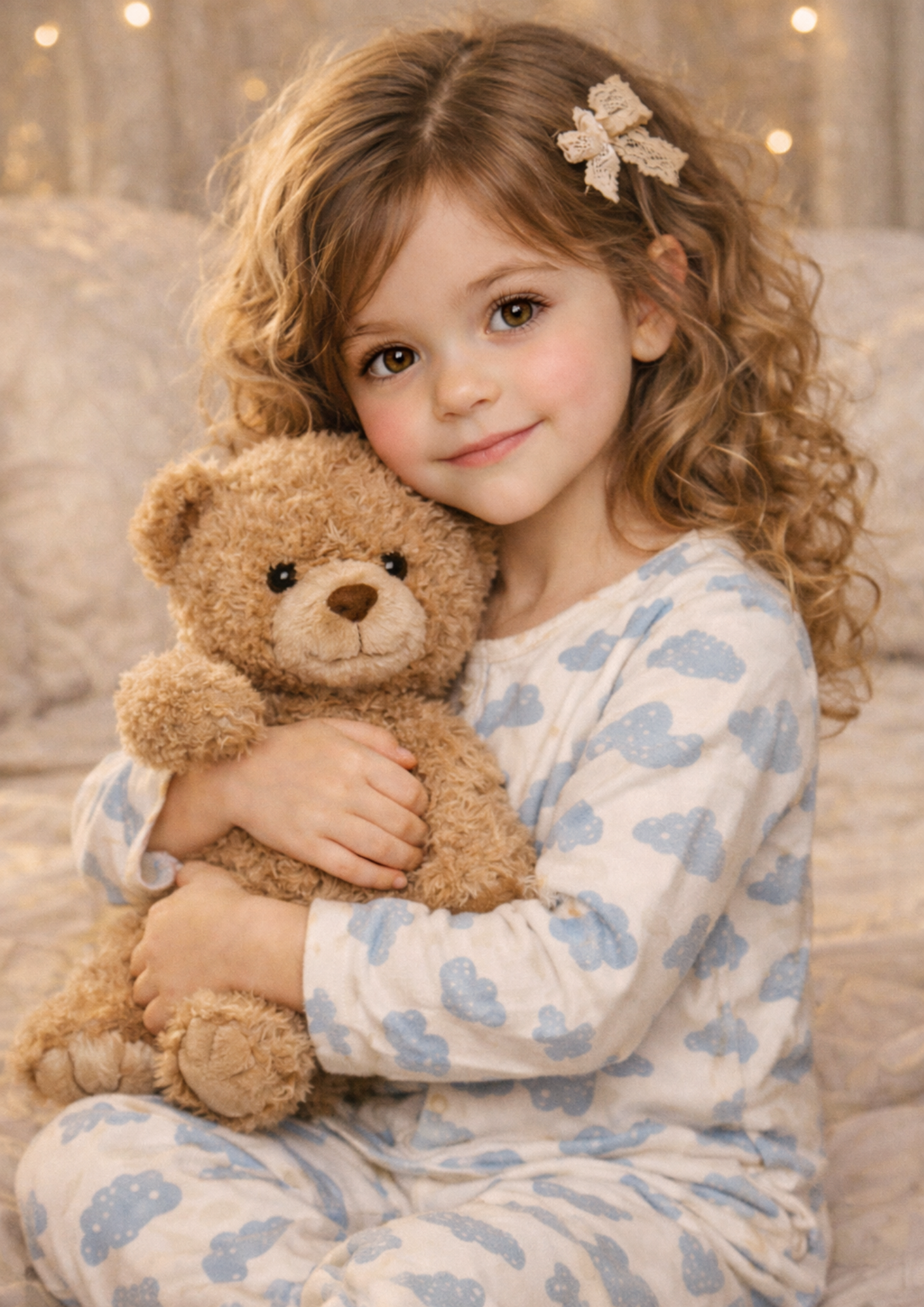Sticker Sheet / Greeting Card – Beautiful Girl and Teddy Bear Full Cat. No. 8936