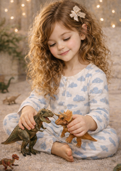 Sticker Sheet / Greeting Card – Girl Plying with Dinosaur Figurine Full Cat. No. 8938