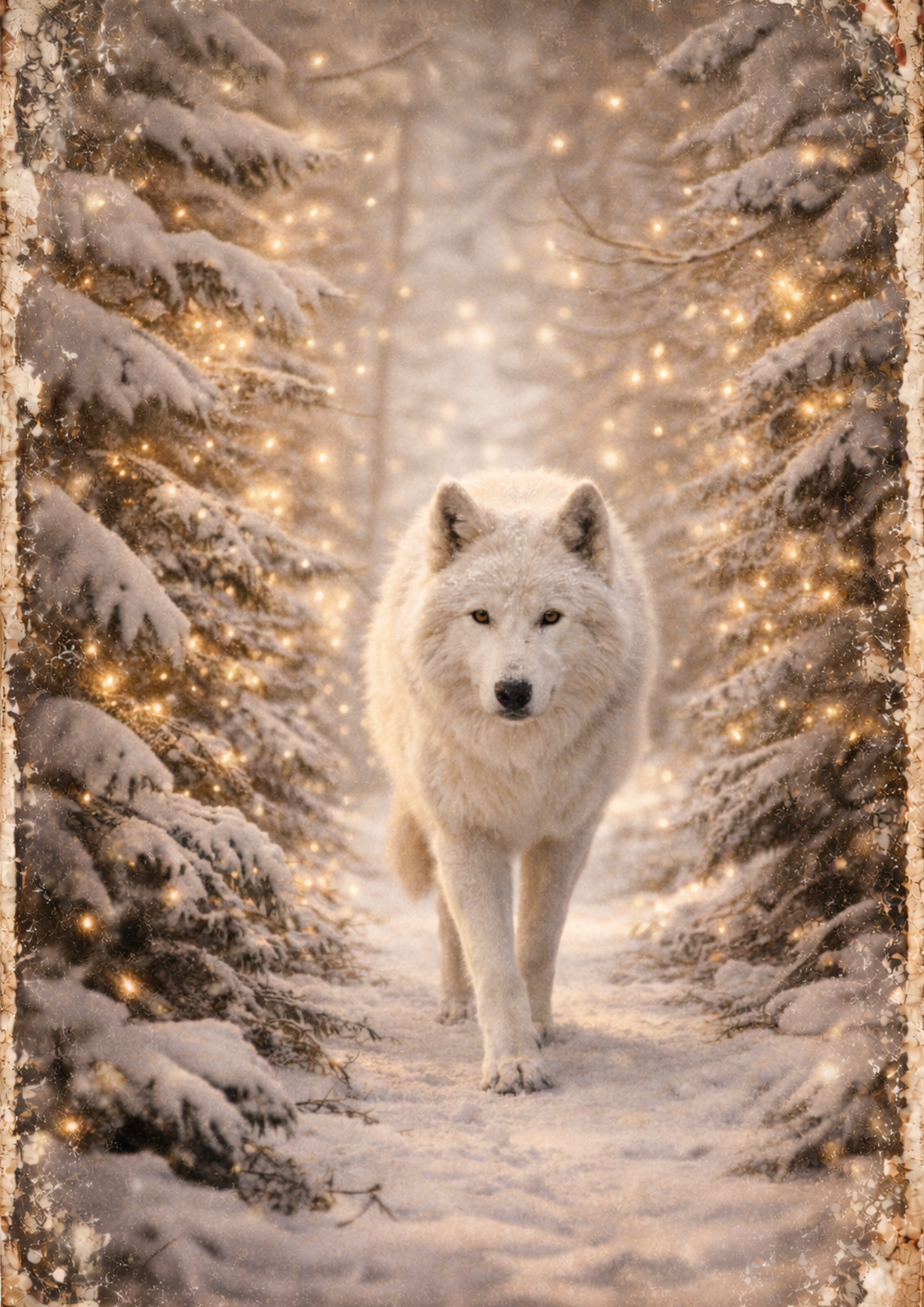 Sticker Sheet / Greeting Card – White Wolf in Frosty Forest Full Cat. No. 8942
