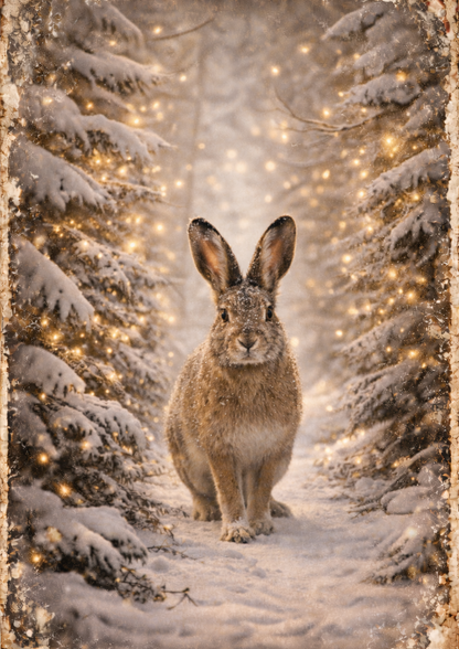 Sticker Sheet / Greeting Card – Hare in Frosty Forest Full Cat. No. 8943