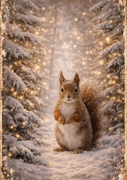 Sticker Sheet / Greeting Card – Red Squirrel in Frosty Forest Full Cat. No. 8944