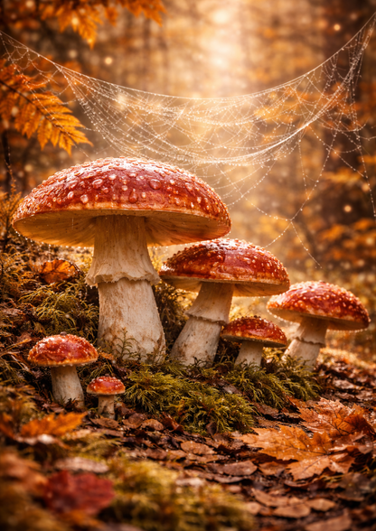 Sticker Sheet / Greeting Card – Toadstools in Autumn Forest Collage Cat. No. 8950
