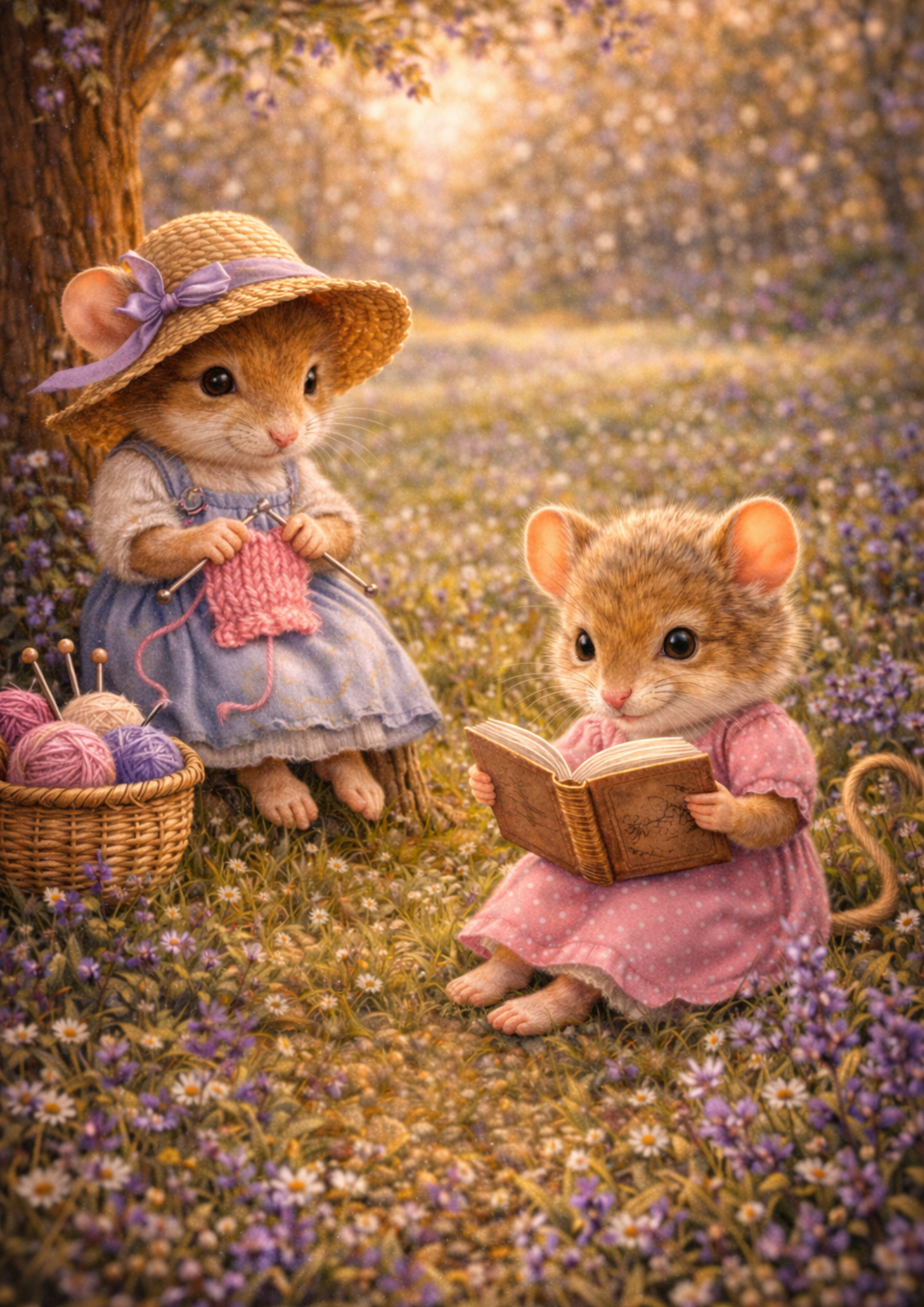Sticker Sheet / Greeting Card – Mice and Lavender Field Full Cat. No. 8954
