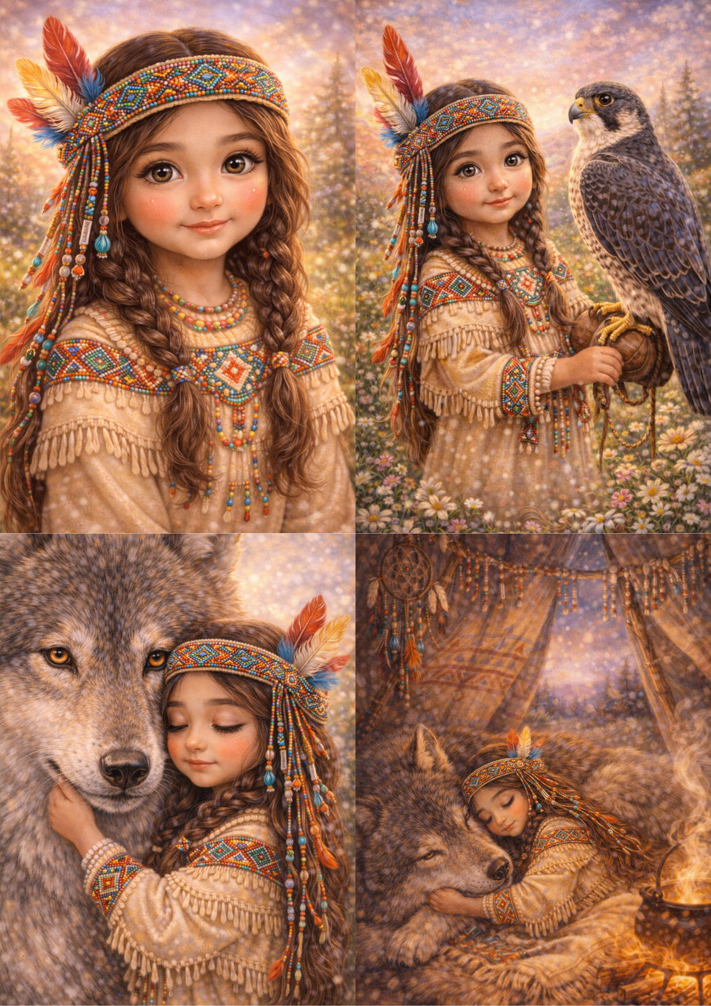 Sticker Sheet / Greeting Card – Indian Girl Collage Cat. No. 8967
