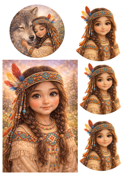 Sticker Sheet / Greeting Card – Indian Girl Collage Cat. No. 8968