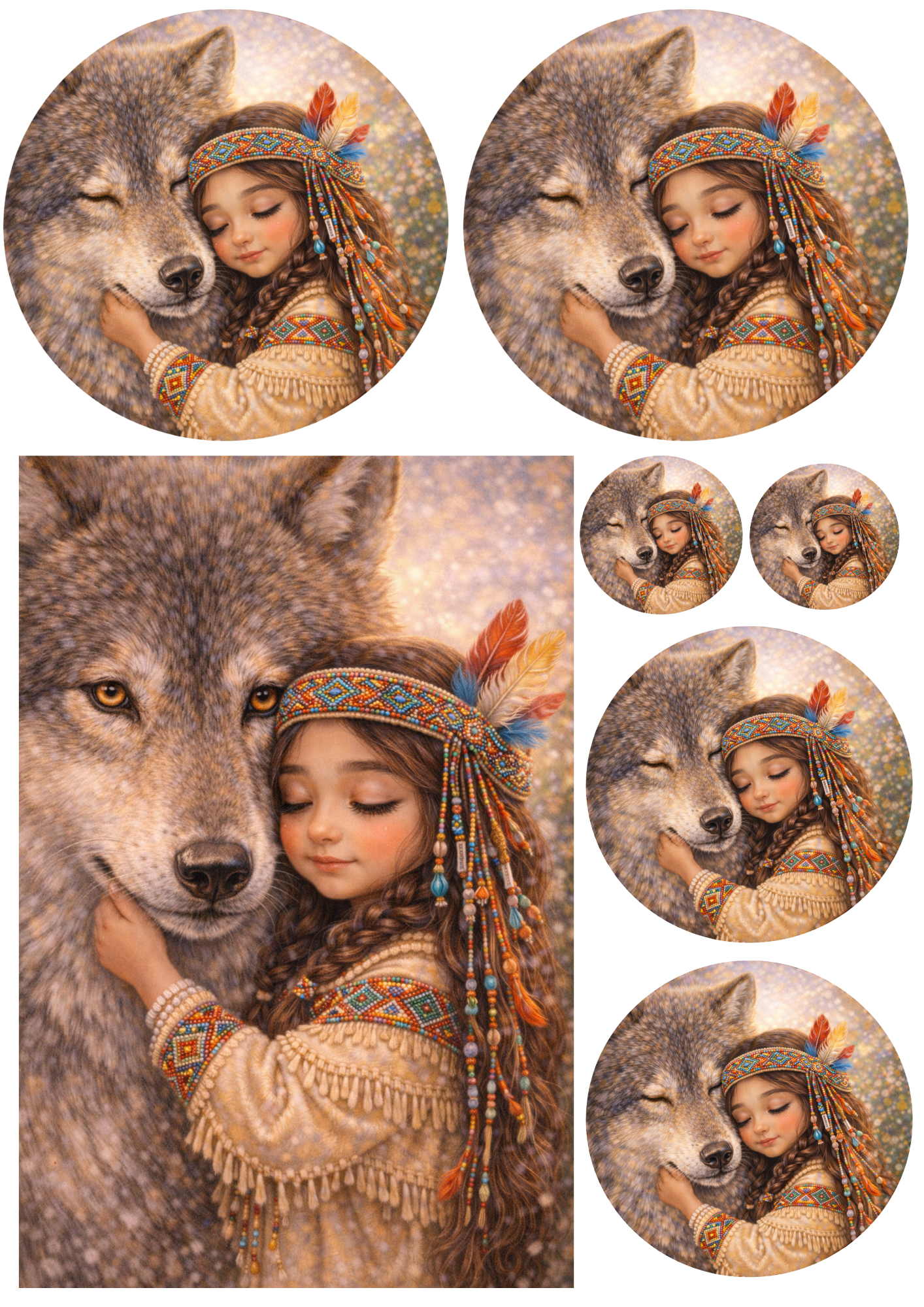 Sticker Sheet / Greeting Card – Indian Girl Collage Cat. No. 8969
